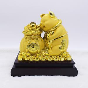 [쓰리몰] 재물이 들어오는 황금 복주머니 돼지 저금통 복저금통 장식품 인테리어소품