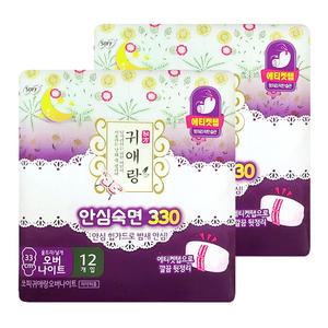 쏘피 바디피트 귀애랑 안심숙면 330 오버나이트 소피 생리대 33cm SOFY 24개입
