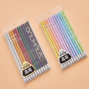 모나미 삼각 연필 삼각지우개 연필 12본입 HB/B/2B 클래식 파스텔 케이스