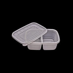 AJ 사각 죽 용기 대 2칸 1000ml 100개 세트 포장 배달