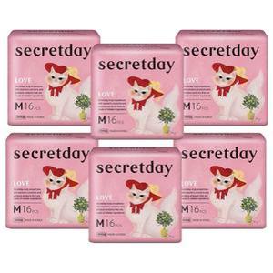6개 여성용품 러브 시크릿데이 중형 16P 생리대 중형생리대