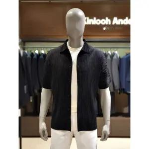 갤러리아 킨록 S/S 세미오버핏 플리츠 반팔 셔츠 블랙 (THI31)