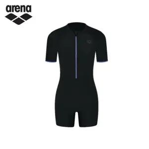 아레나 A4BL1LI01 BLK 여성 반팔 집업 3부 반신 슈트 실내 수영복