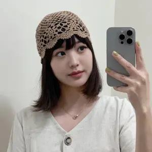 키치 핸드메이드 구멍 송송 그물 스타일 크로셰 여름 뜨개 비니 니트 모자