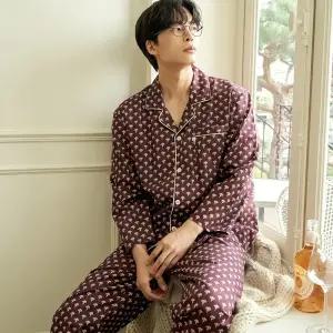 메이플라워 로투스 긴팔 주자 순면 남성 빅사이즈 잠옷 세트