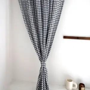 모하 블랙 체크 봉집형 가리개커튼 긴창 작은창 도어커튼