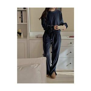 벨벳 맨투맨 밴딩 와이드 팬츠 트레이닝 세트 벨로아 추리닝 운동복 셋업