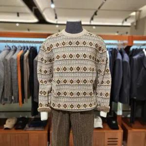 [킨록바이킨록앤더슨](신세계 사우스시티)[킨록BY킨록앤더슨X에든버러]콜라보 울 100% 패턴 라운드 니트...