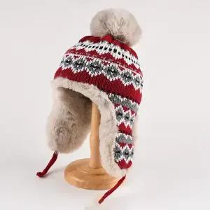 에스닉 털방울 귀도리 매듭 모자 털모자 보온 가을 겨울 여성 방한