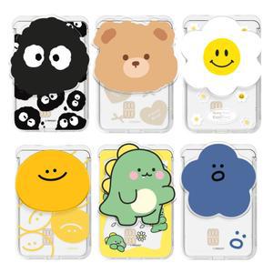 맥세이프 카드 지갑 3장수납 그립 톡홀더 거치형 슬라이드 방식 탈부착 투명 카드 포켓