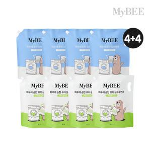 초핫딜 마이비 피부에순한 유아세제 2.1L 4팩(올리브)+유아유연제 2.1L 4팩(올리브)