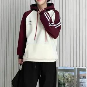 남녀공용 기모 배색 후드 풀오버 후드티 오버핏 후디 티셔츠 (WFGIXKP)