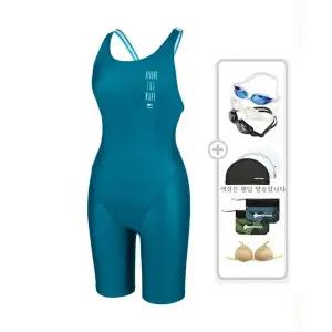 [레노마수영복](하남점)여성 로고 X백 3부 반신수영복 수경 수모 가방 브라캡 5종세트  딥그린 RN-LF2C8...