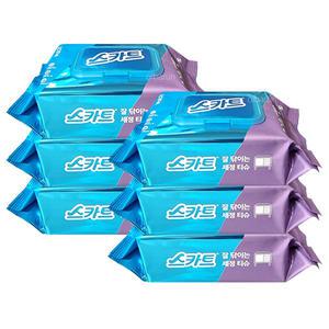 스카트 잘닦이는 세정티슈 캡형 80매 x6개