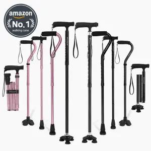 GPTcamp 2단 3단 4단 접이식 지팡이 어르신 노인 할머니 네발 사발 환자용 효도 휴대용 외발 4발 초경량 카본