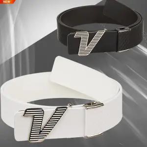 (볼빅) 25년형 VBEB 스트라이프 소가죽 골프벨트(화이트)