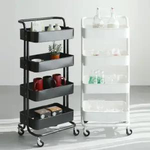 DEVA 이동식 철제 핸드 트롤리 4단 틈새 트롤리수납함