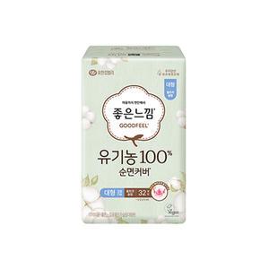 좋은느낌 유기농100%순면커버 날개형 울트라슬림, 대형, 32매, 1개
