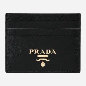 프라다 5S 1MC025 QWA F0002 사피아노 금장 로고 카드 케이스 블랙