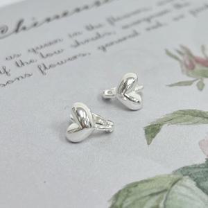 VOLUME HEART SILVER 925 Ring earring 볼륨하트 데일리 원터치 실버 링귀걸이