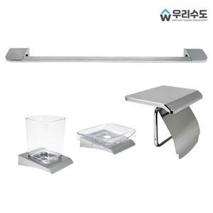 우리수도 SW600 크롬 4품 국산 욕실 악세사리 휴지걸이 비누대 수건걸이 컵대 욕실소품