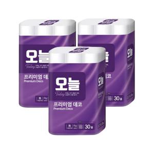 오늘 천연펄프 3겹 롤 화장지 롤휴지 30M 30롤 3개