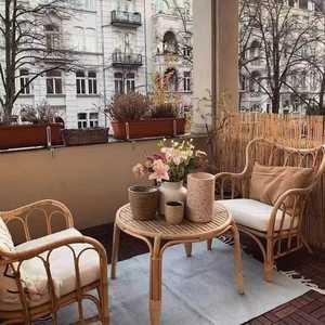 발코니 테이블 의자 세트 라탄 카페 등나무 휴양지 펜션