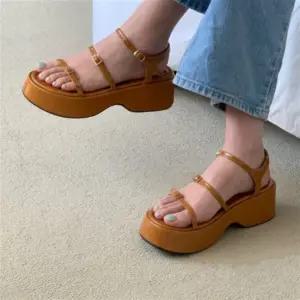 여성 여름 멀티스트랩 통굽 슬링백 샌들