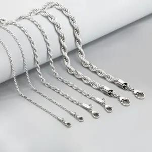 남자 은 목걸이 실버 백금 도금 화이트 골드 써지컬스틸 로프 체인 목걸이 줄