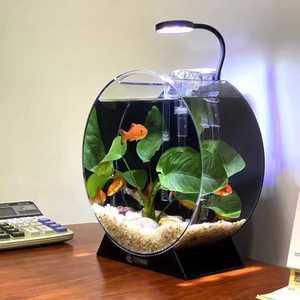 아크릴 어항 사무실 거실 원통형 수조 탁상 탱크 미니 수족관