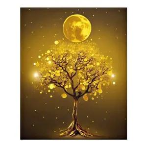 DIY 보석십자수 황금 달빛 금전수 40x50cm 캔버스형
