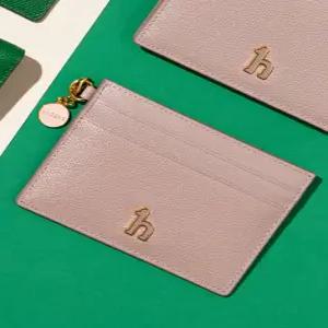 헤지스 액세서리 25FW [ELLA] 핑크 소가죽 참장식 카드슬롯 HIHO5F902P2