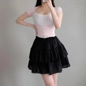 여성 리본 숏 반팔 티셔츠 세트 볼륨업 나시와 셔링 디자인