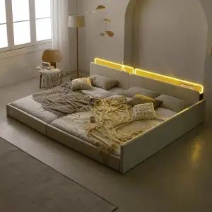 [인홈]국내제작 인홈 피앙세 LED 저상형 패밀리 침대 가드형D+라텍스탑 7존 독립 매트리스 포함 SS+Q