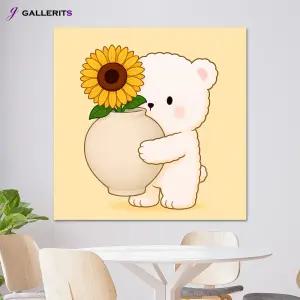 [갤러리츠] 달항아리 아기곰 해바라기 그림 인테리어 액자 거실 현관 아기방 꾸미기