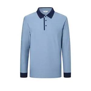 [헤지스골프]헤지스 골프 블루 두잉성 고신축 긴팔카라 티셔츠  (HUTS4C613B4)