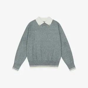 [롯데백화점]베스띠벨리 단추 카라 배색 풀오버 BLUCX7928