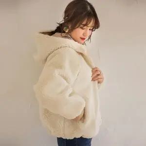 여자 2컬러 뽀글이 배색 포켓 후리스 후드 집업 (WFGVDDX)