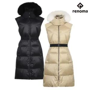 레노마골프 여성 겨울 롱패딩 다운 폭스 후드 조끼 VM_8310
