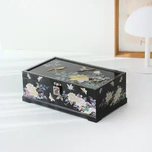 명품 나전칠기 원패 목단 2단 자개보석함 30센티