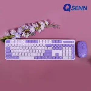 큐센 MK314 사무용 저소음 무선 마우스 키보드 세트 라벤더