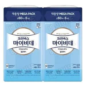 크리넥스 마이비데 클린케어 화장실용 물티슈 캡형 60매 12개