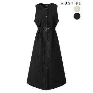 [머스트비]여성 벨티드 패딩 버튼 원피스_P412063611