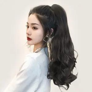 자연스런 포니테일 헤어피스 묶음머리 웨이브가발집게/집게핀/스트랩형/고열사/부분가발/긴머리/여성용