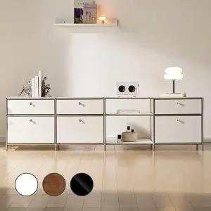 [이안가구]세렌티 모듈 2000 퓨어화이트 완제품 높은거실장 수납 티비다이 선반장