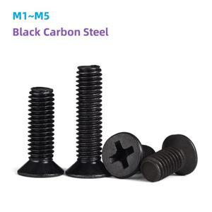 검정색 강철 M1 M1.2 M2 M2.5 M3 M4 M5 탄소강  호환 플랫 접시 머리 나사 볼트 호환