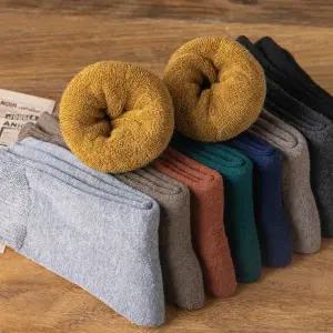 겨울 남자 여자 도톰한 융털 기모 양말 남성 여성 베이직 무지 5set