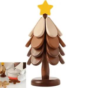 4in 코스터 고무나무 크리스마스트리 원목 프리미엄 인기템 냄비받침대 주방이모티콘 별 집들이선물