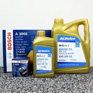 올뉴말리부 1.5 가솔린 순정엔진오일 보쉬 에어필터 오일필터 세트 GM 덱소스1 젠3 5W30 3.8L A3005 O0355
