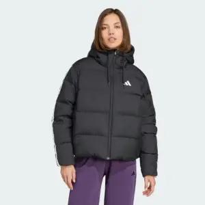 에센셜 클라이마웜 3-스트라이프 푸퍼 다운 후드JW3429